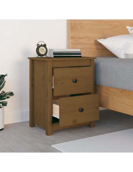 Comodino Miele 50x35x61,5 cm in Legno Massello di Pino