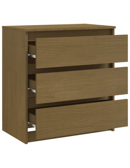 Comodino Miele 60x36x64 cm in Legno Massello di Pino