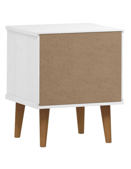 Comodino MOLDE Bianco 40x35x48 cm in Legno Massello di Pino