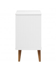 Comodino MOLDE Bianco 40x35x65 cm in Legno Massello di Pino