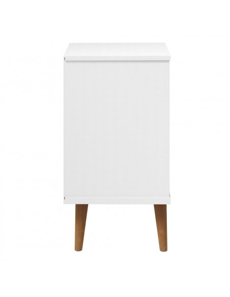 Comodino MOLDE Bianco 40x35x65 cm in Legno Massello di Pino