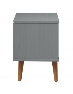Comodino MOLDE Grigio 40x35x48 cm in Legno Massello di Pino
