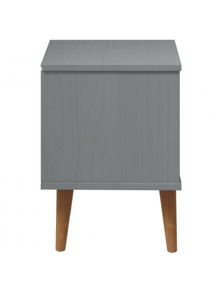 Comodino MOLDE Grigio 40x35x48 cm in Legno Massello di Pino