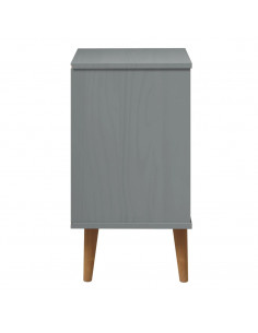 Comodino MOLDE Grigio 40x35x65 cm in Legno Massello di Pino