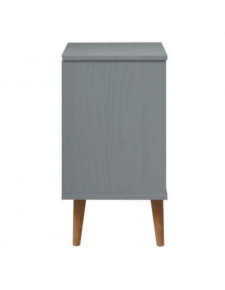 Comodino MOLDE Grigio 40x35x65 cm in Legno Massello di Pino