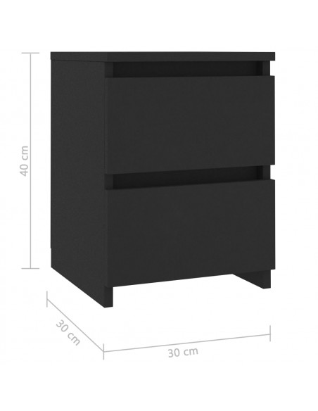 Comodino Nero 30x30x40 cm in Legno Multistrato