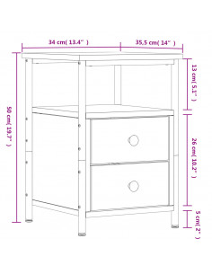 Comodino Nero 34x35,5x50 cm in Legno Multistrato