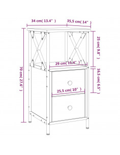 Comodino Nero 34x35,5x70 cm in Legno Multistrato