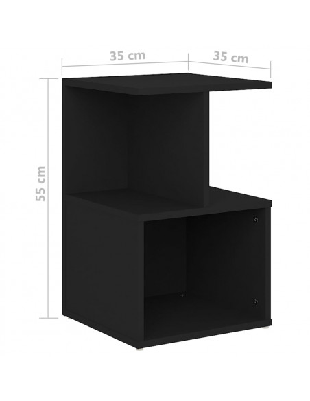Comodino Nero 35x35x55 cm in Legno Multistrato