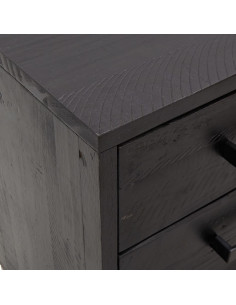 Comodino Nero 36x30x45 cm in Legno Massello di Pino