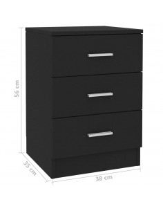Comodino Nero 38x35x56 cm in Legno Multistrato