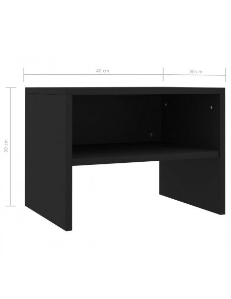 Comodino Nero 40x30x30 cm in Legno Multistrato