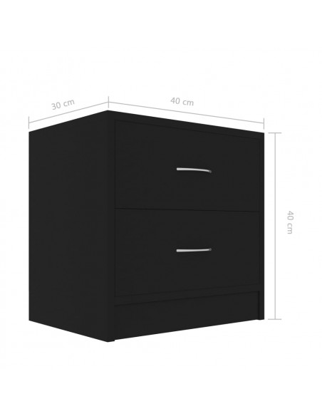 Comodino Nero 40x30x40 cm in Legno Multistrato