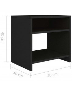 Comodino Nero 40x30x40 cm in Legno Multistrato