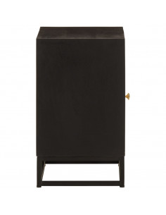 Comodino Nero 40x30x50 cm in Legno Massello di Mango e Ferro