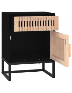 Comodino Nero 40x30x55,5 cm Legno Multistrato e Ferro