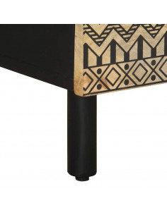 Comodino Nero 40x33,5x46 cm in Legno Massello di Mango Grezzo