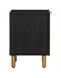 Comodino Nero 40x33x46 cm in Legno Massello di Mango