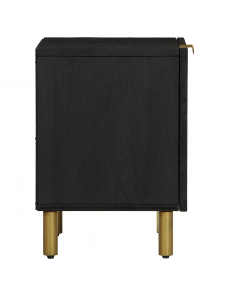 Comodino Nero 40x33x46 cm in Legno Massello di Mango