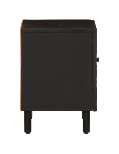 Comodino Nero 40x33x46 cm in Legno Massello di Mango