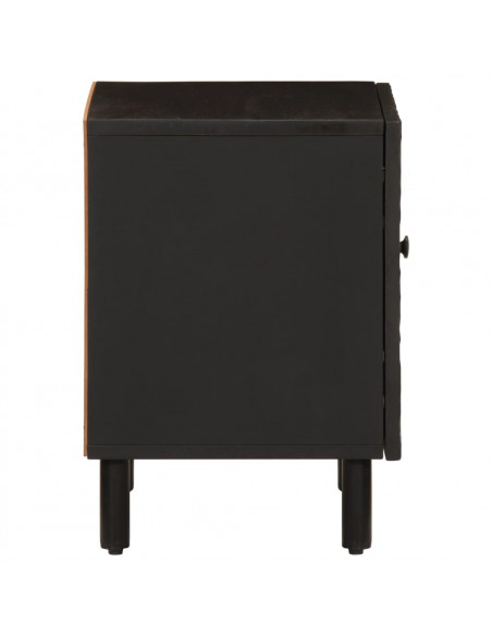 Comodino Nero 40x33x46 cm in Legno Massello di Mango