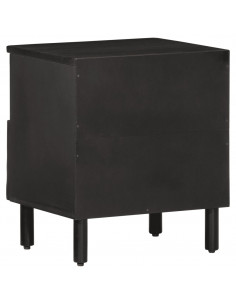 Comodino Nero 40x33x46 cm in Legno Massello di Mango