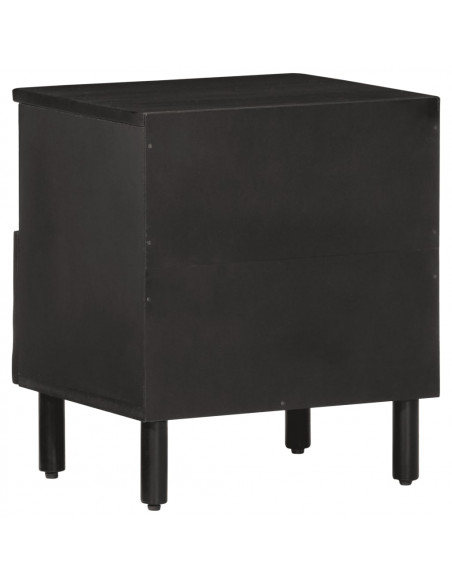 Comodino Nero 40x33x46 cm in Legno Massello di Mango