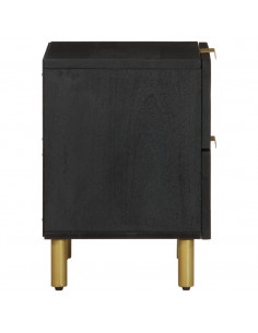 Comodino Nero 40x33x46 cm in Legno Massello di Mango