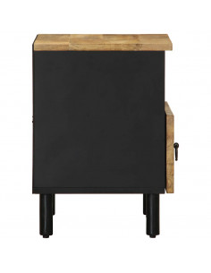 Comodino Nero 40x33x46 cm in Legno Massello di Mango Grezzo