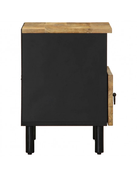 Comodino Nero 40x33x46 cm in Legno Massello di Mango Grezzo