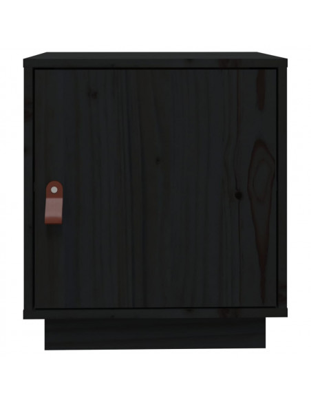 Comodino Nero 40x34x45 cm in Legno Massello di Pino