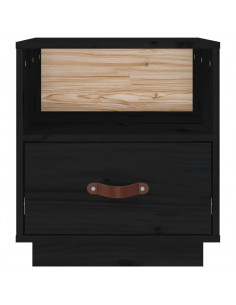 Comodino Nero 40x34x45 cm in Legno Massello di Pino