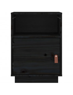 Comodino Nero 40x34x55 cm in Legno Massello di Pino