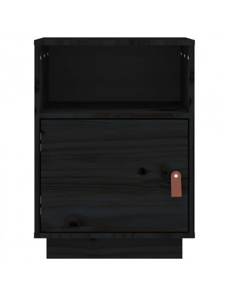 Comodino Nero 40x34x55 cm in Legno Massello di Pino