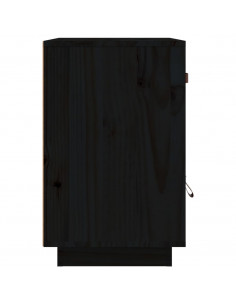 Comodino Nero 40x34x55 cm in Legno Massello di Pino
