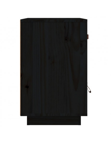 Comodino Nero 40x34x55 cm in Legno Massello di Pino