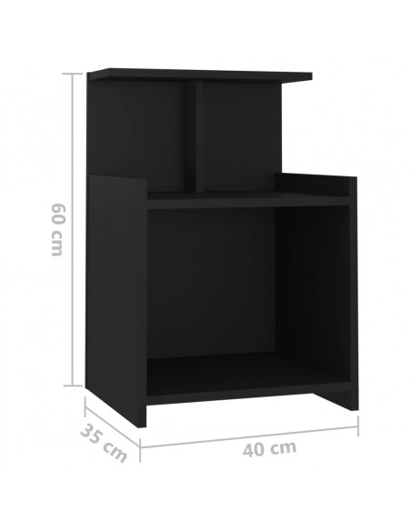 Comodino Nero 40x35x60 cm in Legno Multistrato