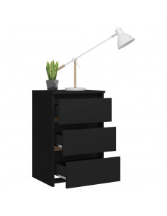 Comodino Nero 40x35x62,5 cm in Legno Multistrato
