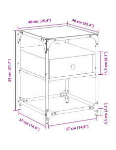 Comodino Nero 40x40x55 cm in Legno Multistrato