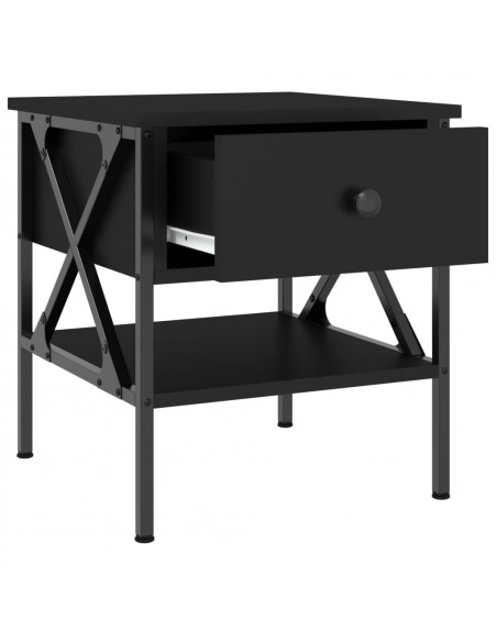 Comodino Nero 40x42x45 cm in Legno Multistrato