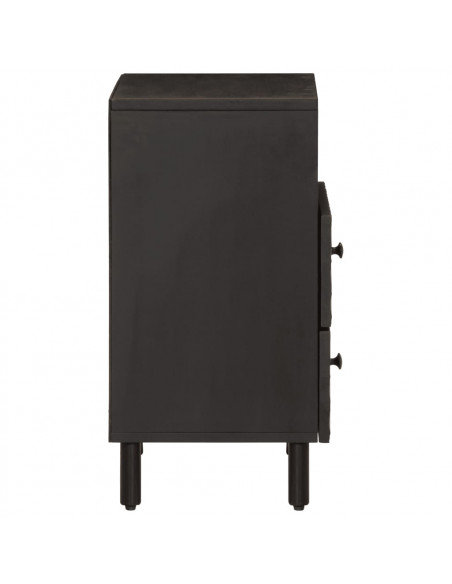 Comodino Nero 50x33x60 cm in Legno Massello di Mango