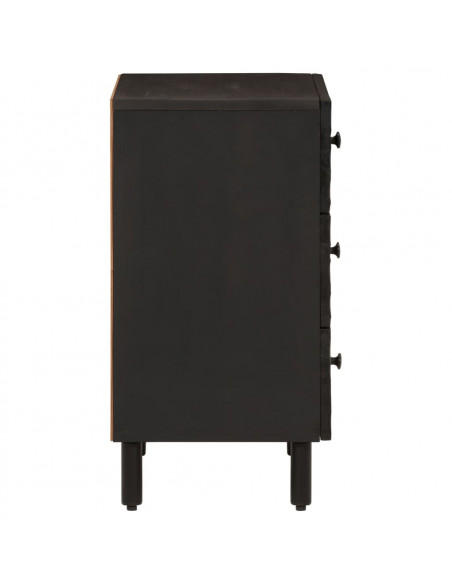 Comodino Nero 50x33x60 cm in Legno Massello di Mango
