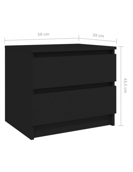 Comodino Nero 50x39x43,5 cm in Legno Multistrato
