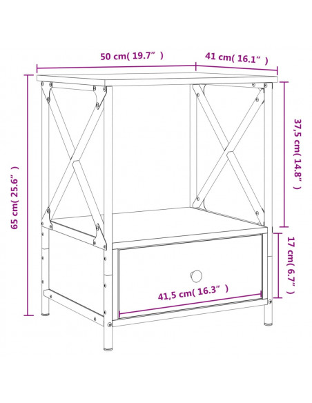 Comodino Nero 50x41x65 cm in Legno Multistrato