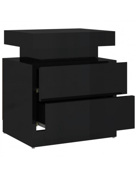 Comodino Nero Lucido 45x35x52 cm in Legno Multistrato