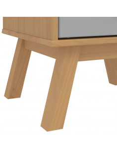 Comodino OLDEN Grigio e Marrone in Legno Massello di Pino