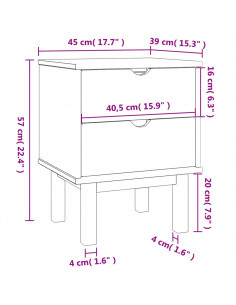 Comodino OTTA 45x39x57 cm in Legno Massello di Pino