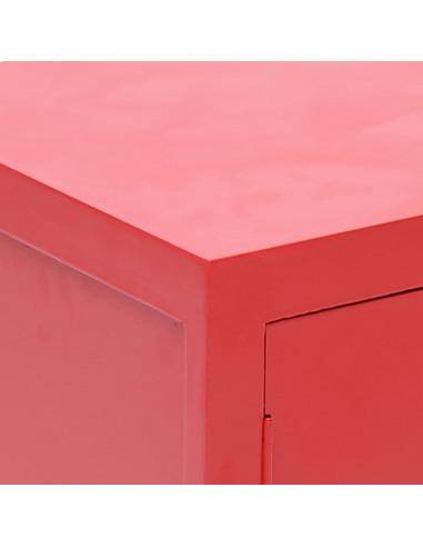 Comodino Rosso 38x28x52 cm in Legno di Paulownia