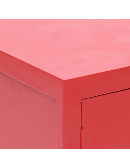 Comodino Rosso 38x28x52 cm in Legno di Paulownia