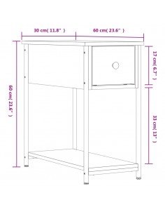 Comodino Rovere Fumo 30x60x60 cm Legno Multistrato